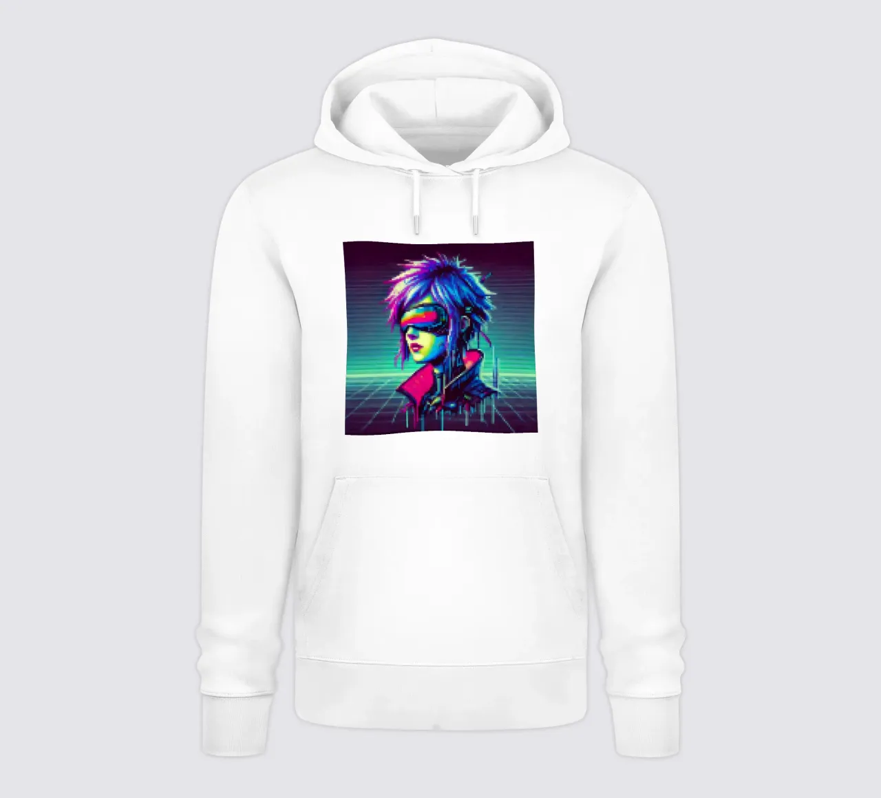 Cyberpunk - Pixelart felpa con cappuccio da pixelart