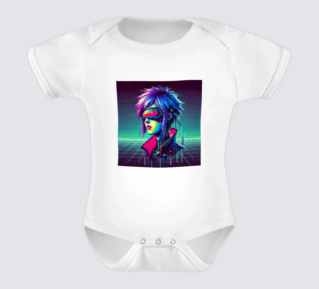 Cyberpunk - Pixelart body neonato maniche corte da pixelart