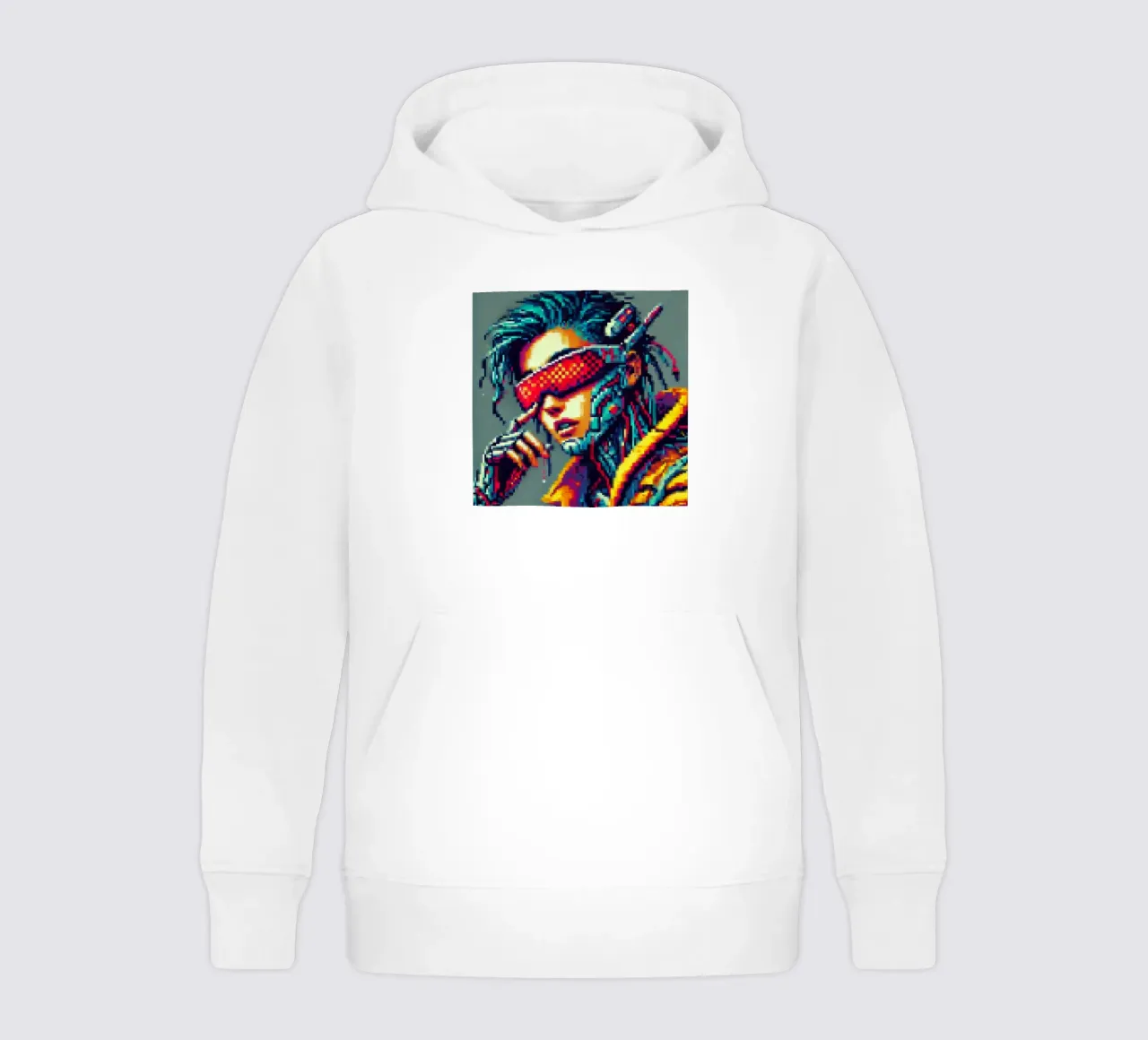 Cyberpunk - Pixelart felpa bambino con cappuccio da pixelart