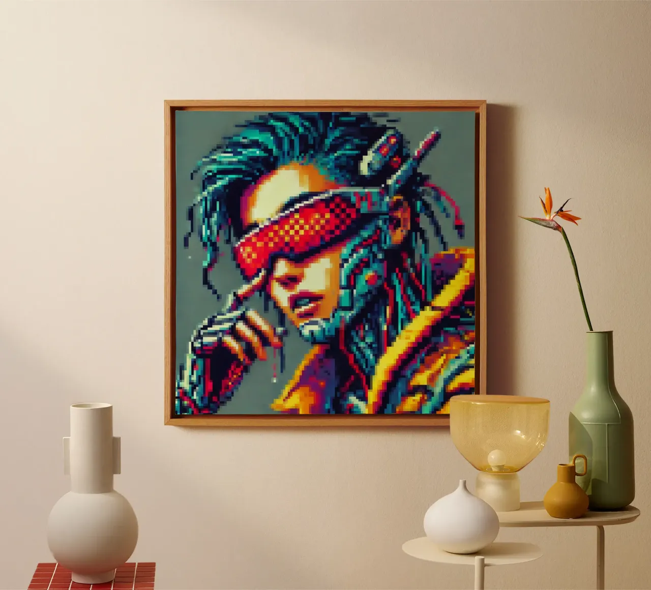 Cyberpunk - Pixelart tela con Cornice a cassetta da pixelart