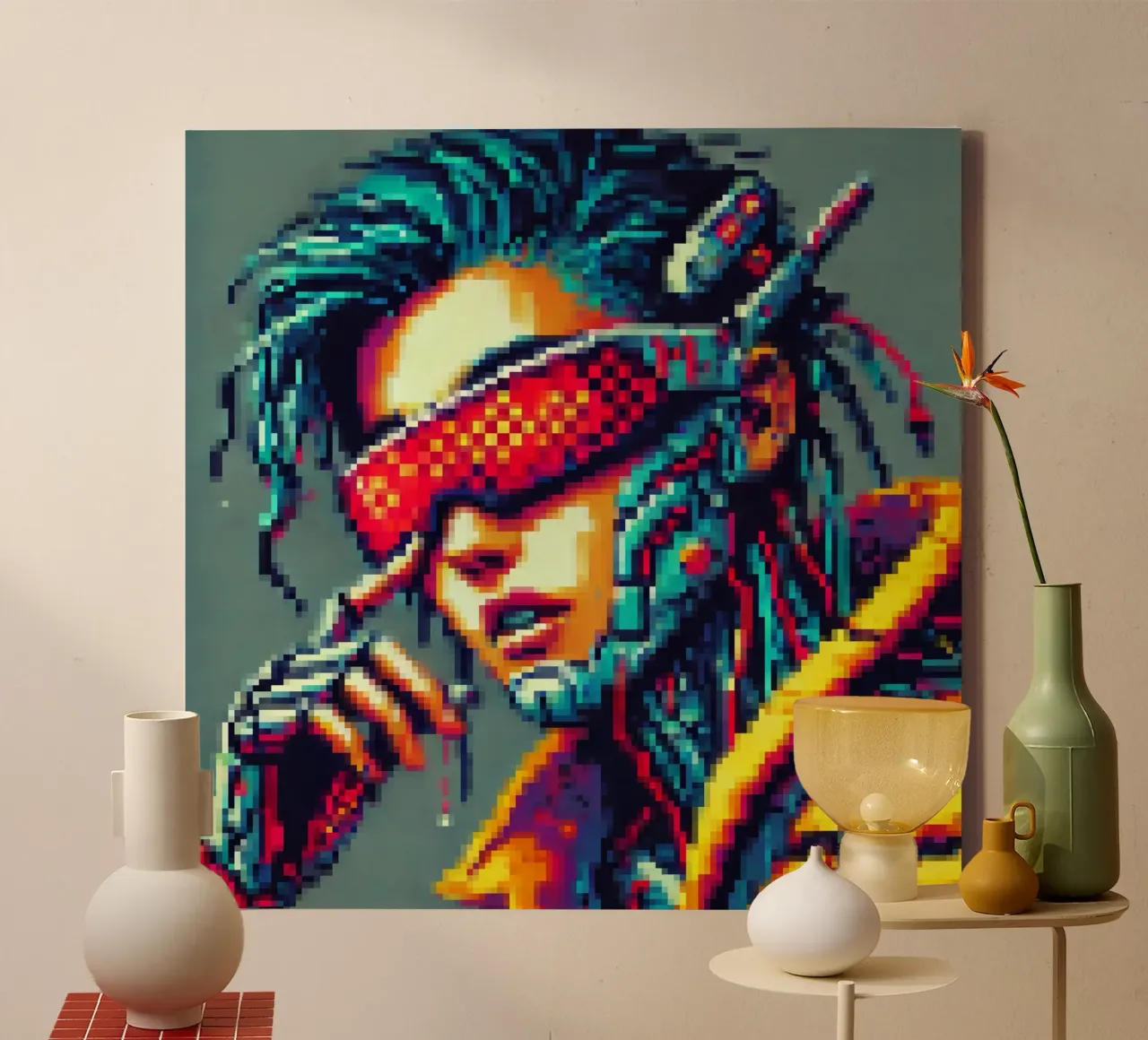 Cyberpunk - Pixelart tela con Cornice a cassetta da pixelart