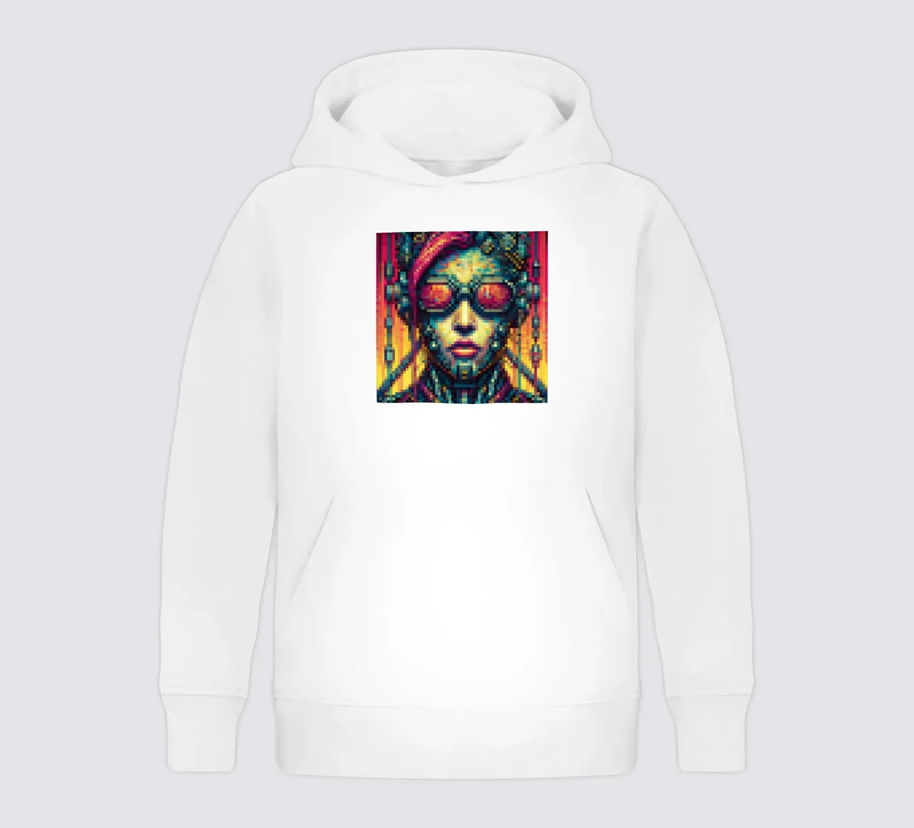 Cyberpunk - Pixelart felpa bambino con cappuccio da pixelart
