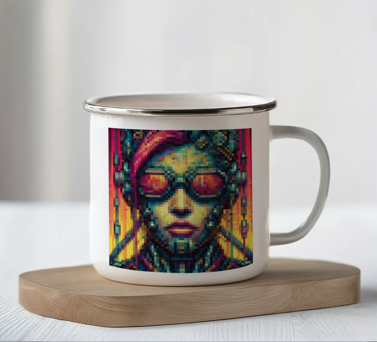 Cyberpunk - Pixelart tazza in smalto da pixelart