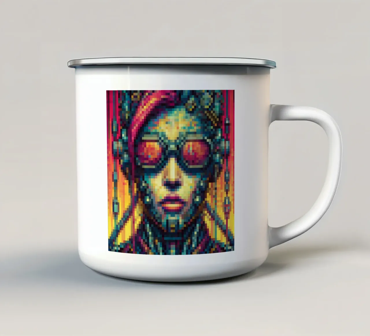 Cyberpunk - Pixelart tazza in smalto da pixelart