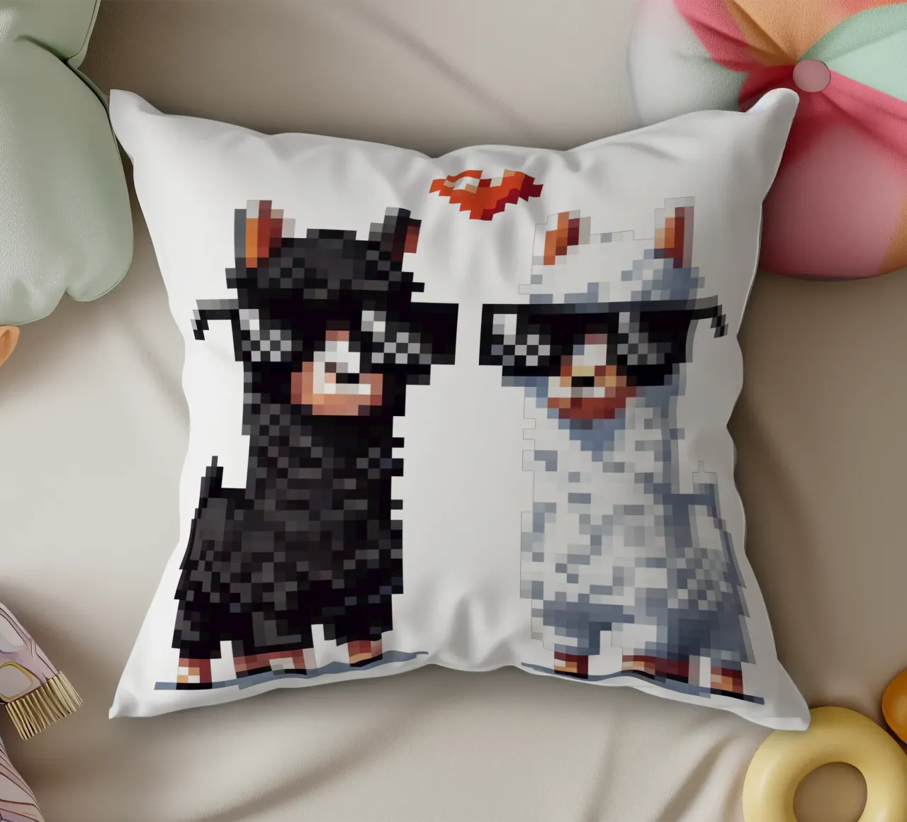 L'amore degli alpaca - Pixelart cuscino da pixelart