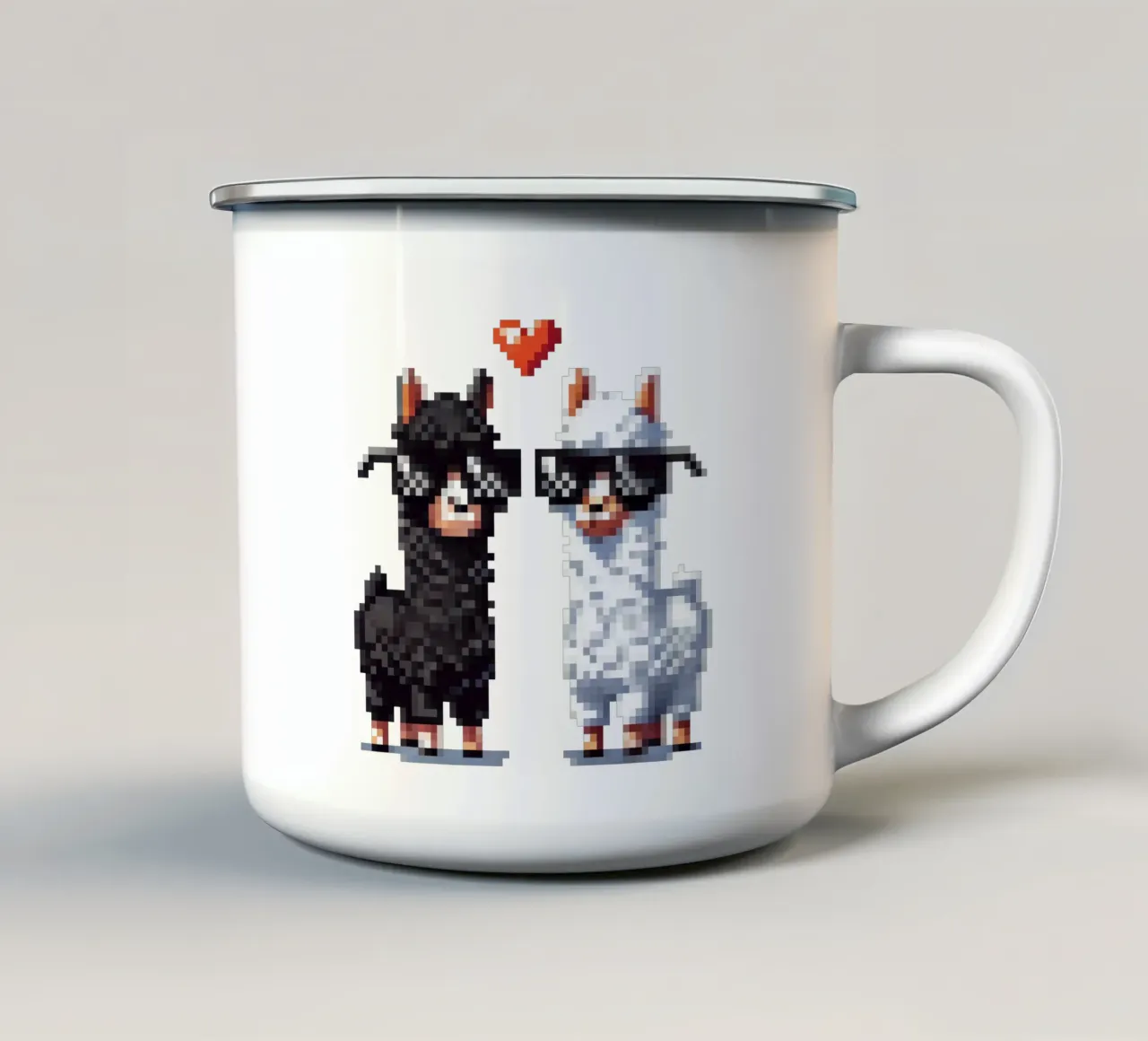 L'amore degli alpaca - Pixelart tazza in smalto da pixelart