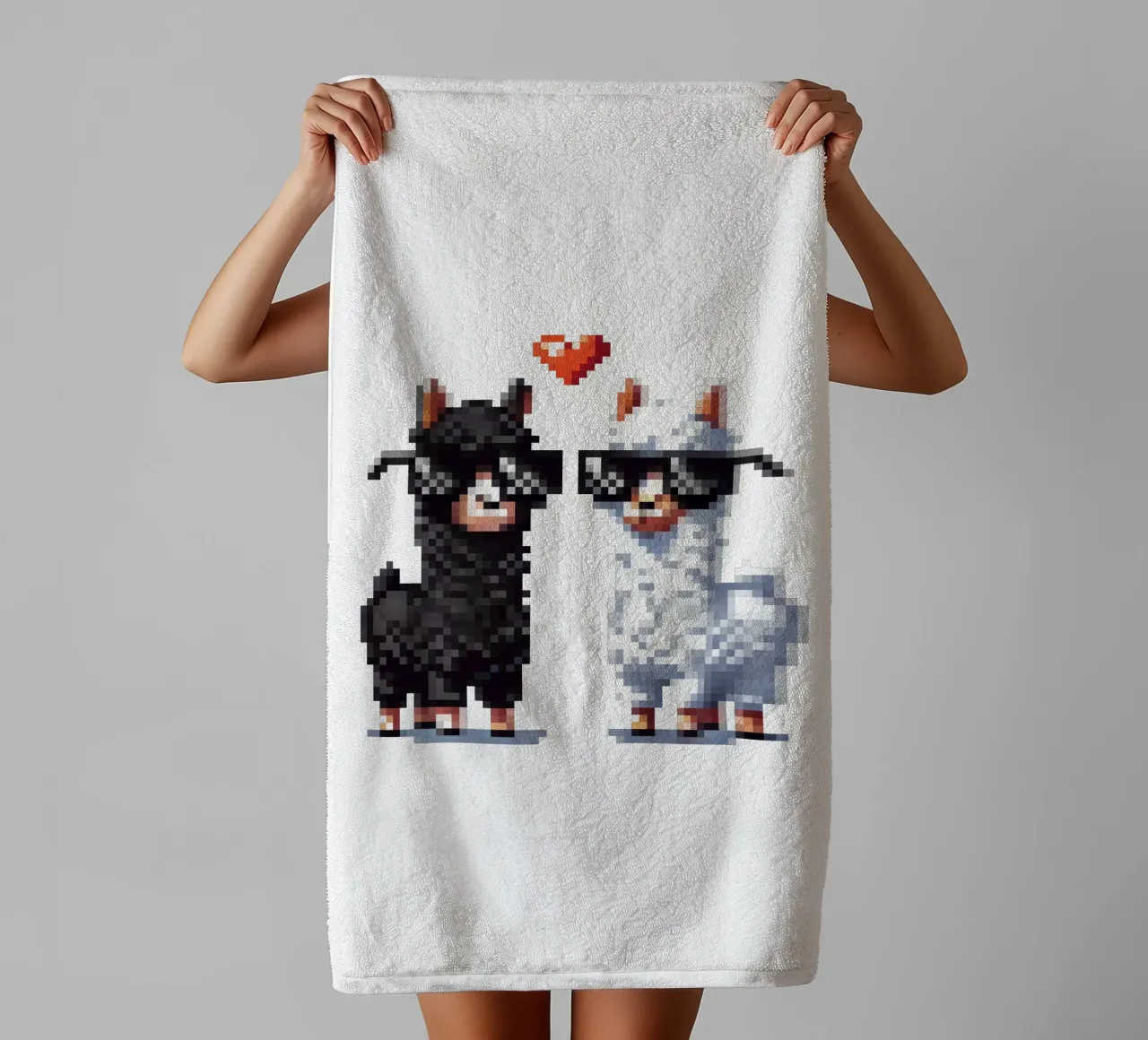 L'amore degli alpaca - Pixelart asciugamano da bagno da pixelart