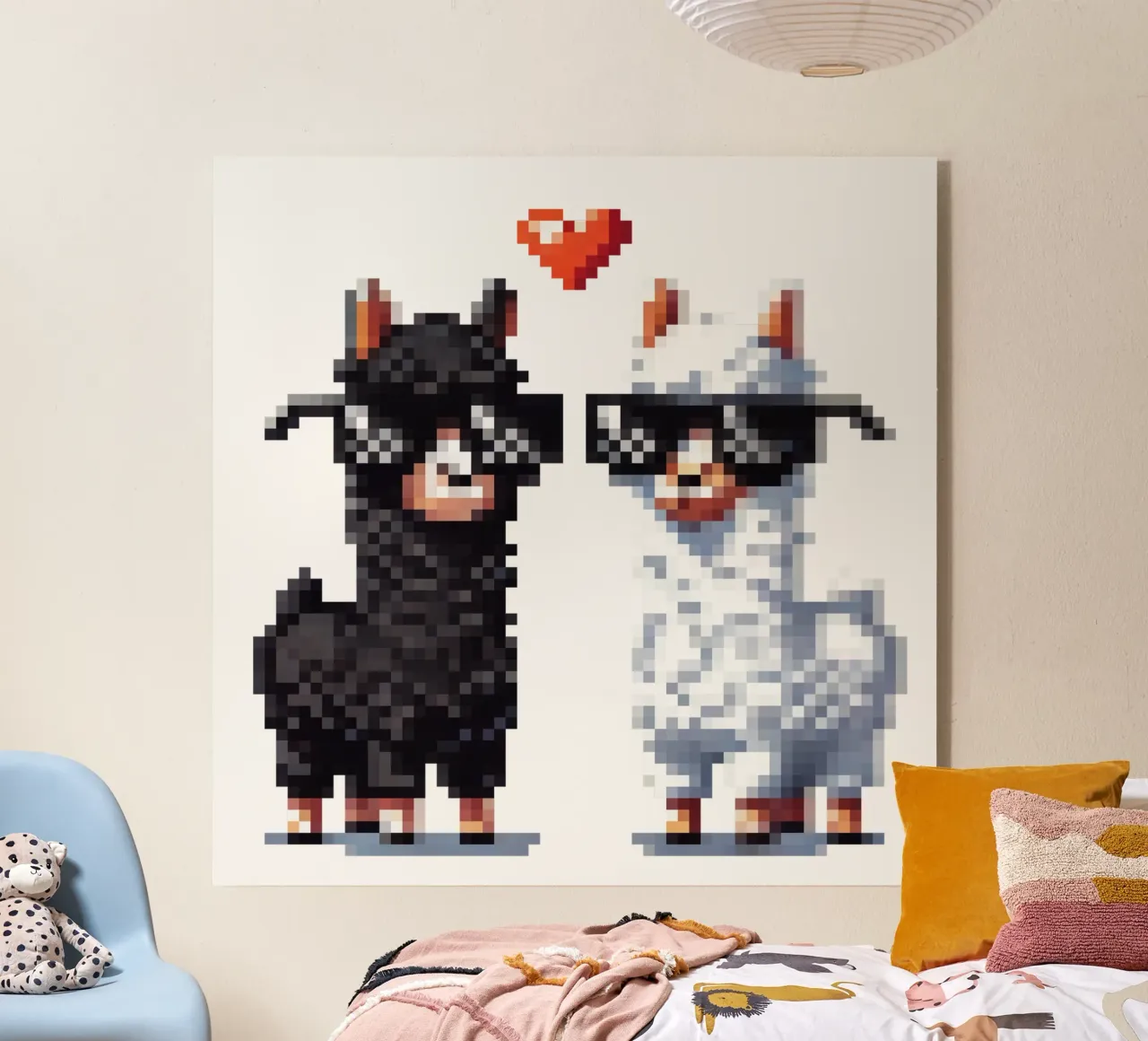 L'amore degli alpaca - Pixelart plexiglass da pixelart