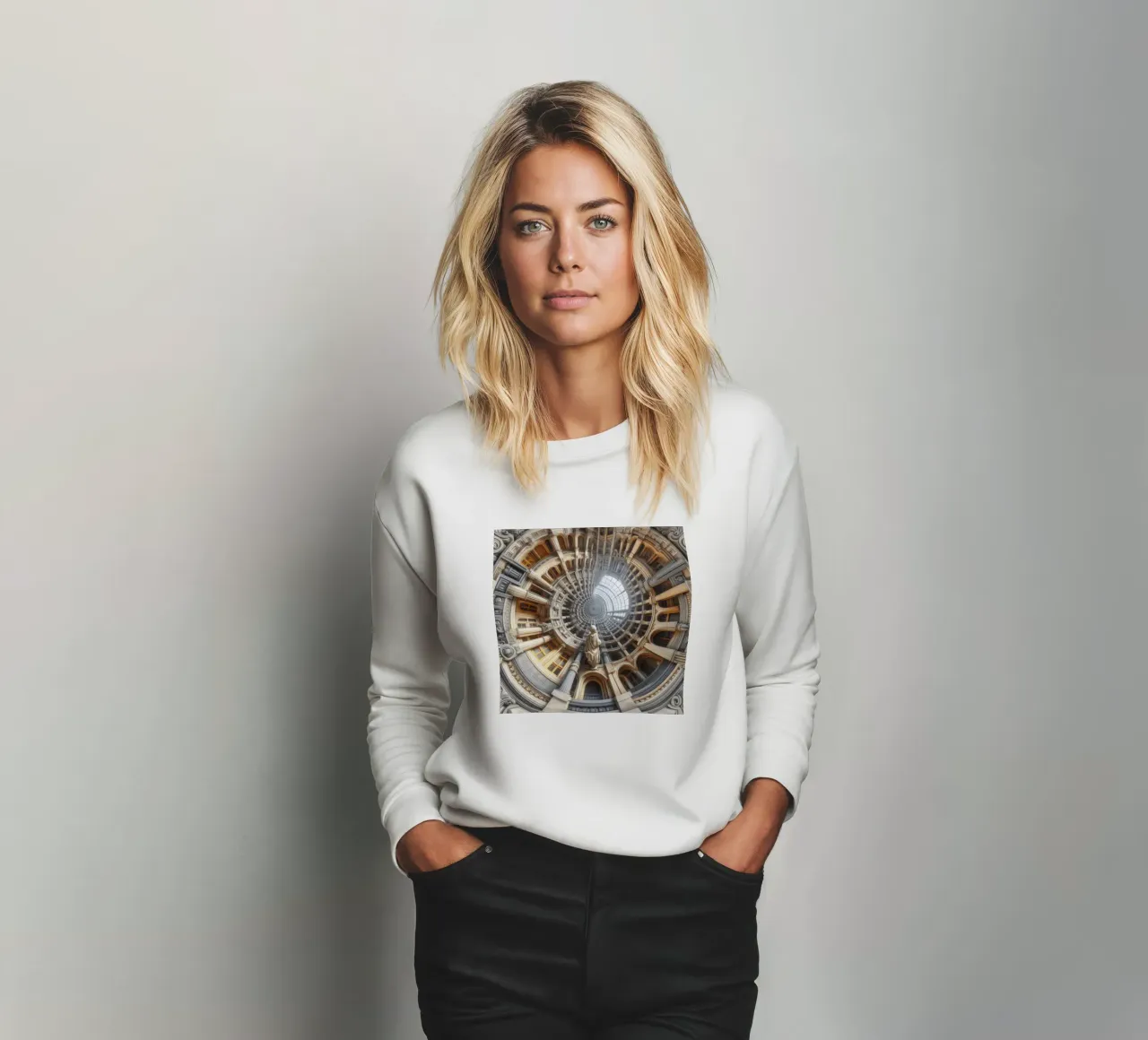 Sphere 061 - Surreal Circular Architecture With Statue Sweatshirt von Spheres