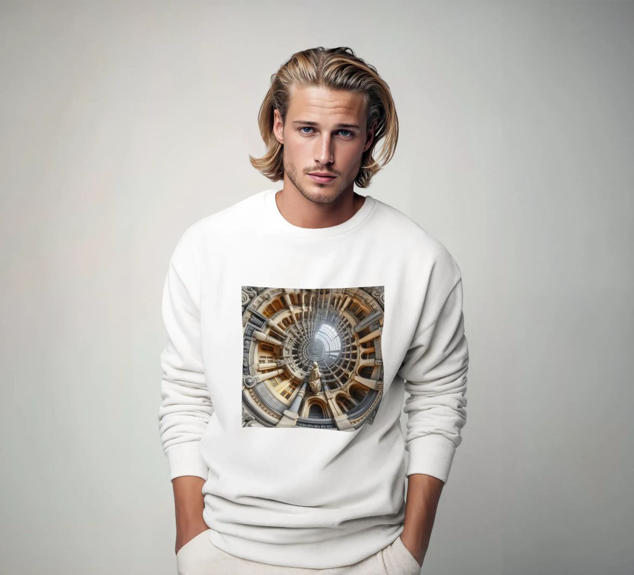 Sphere 061 - Surreal Circular Architecture With Statue sweatshirt by Spheres