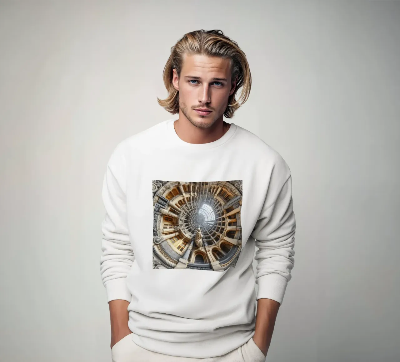 Sphere 061 - Surreal Circular Architecture With Statue Sweatshirt von Spheres