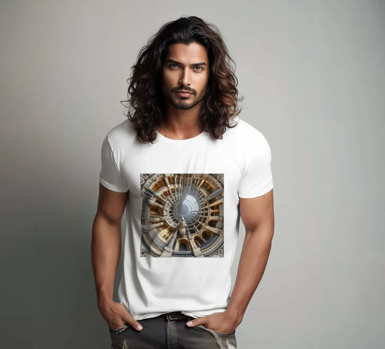 Sphere 061 - Surreal Circular Architecture With Statue T-Shirt von Spheres