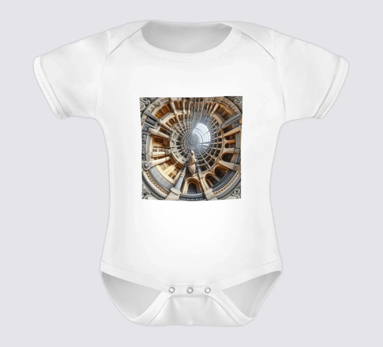 Sphere 061 - Surreal Circular Architecture With Statue short-sleeve baby romper by Spheres