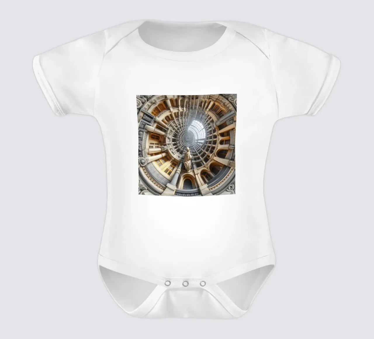 Sphere 061 - Surreal Circular Architecture With Statue short-sleeve baby romper by Spheres