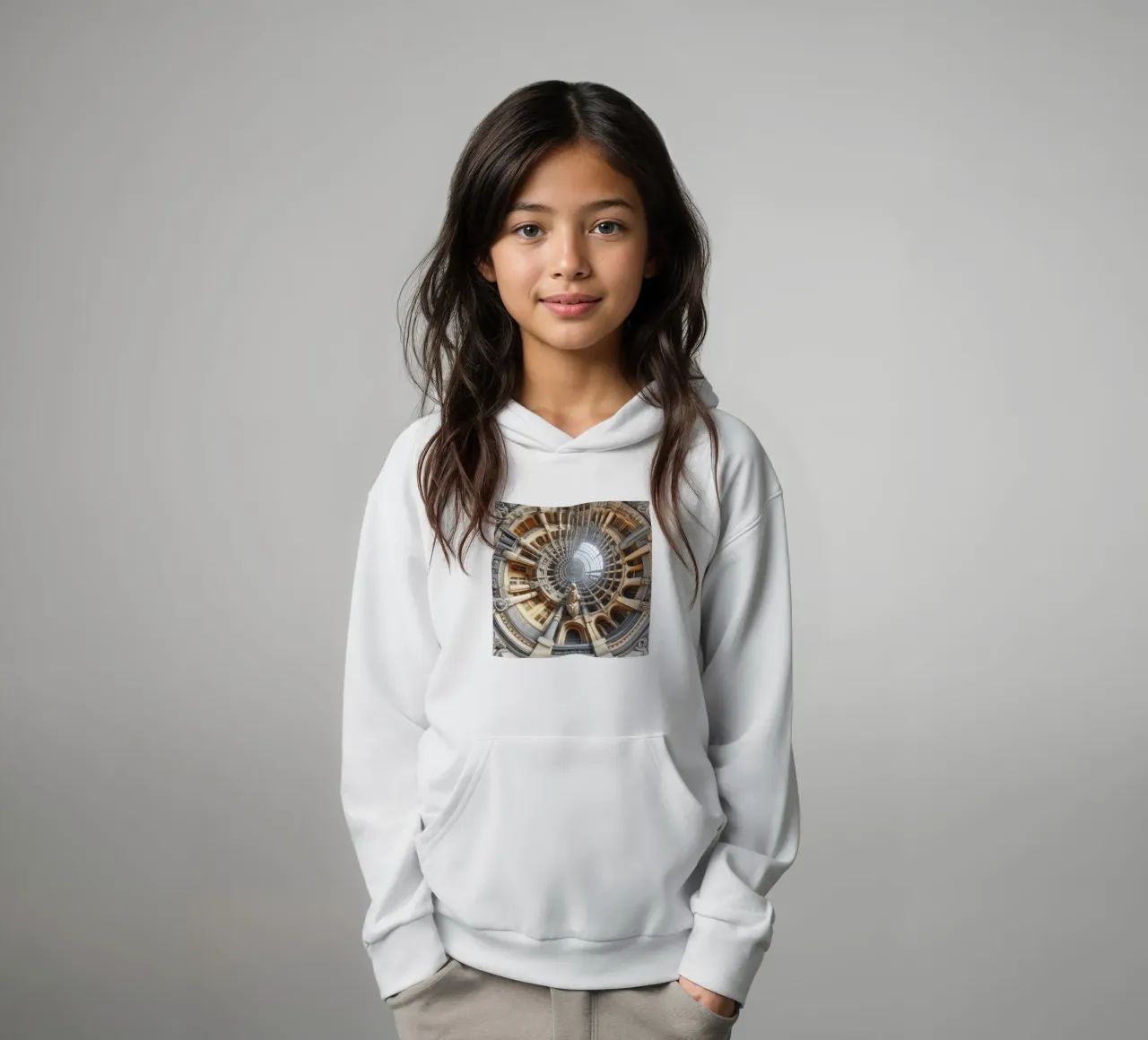 Sphere 061 - Surreal Circular Architecture With Statue felpa bambino con cappuccio da Spheres