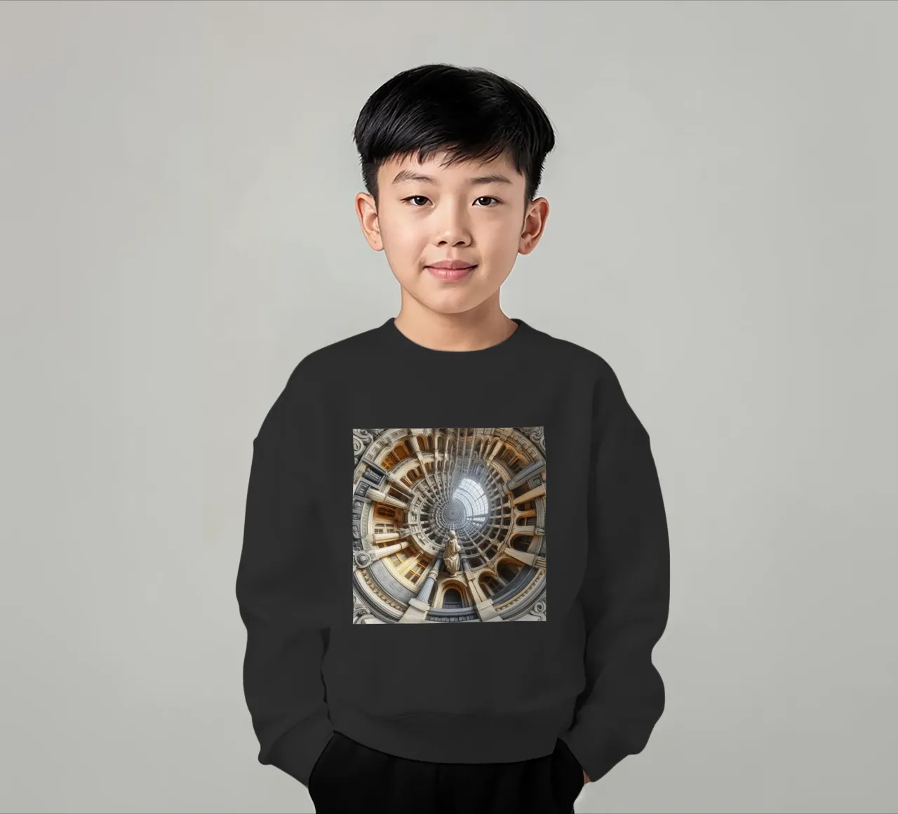 Sphere 061 - Surreal Circular Architecture With Statue felpa bambino da Spheres