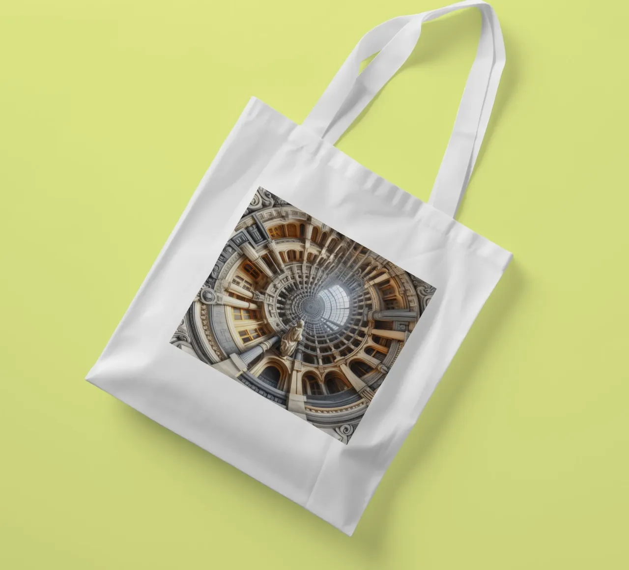 Sphere 061 - Surreal Circular Architecture With Statue borsa in juta da Spheres