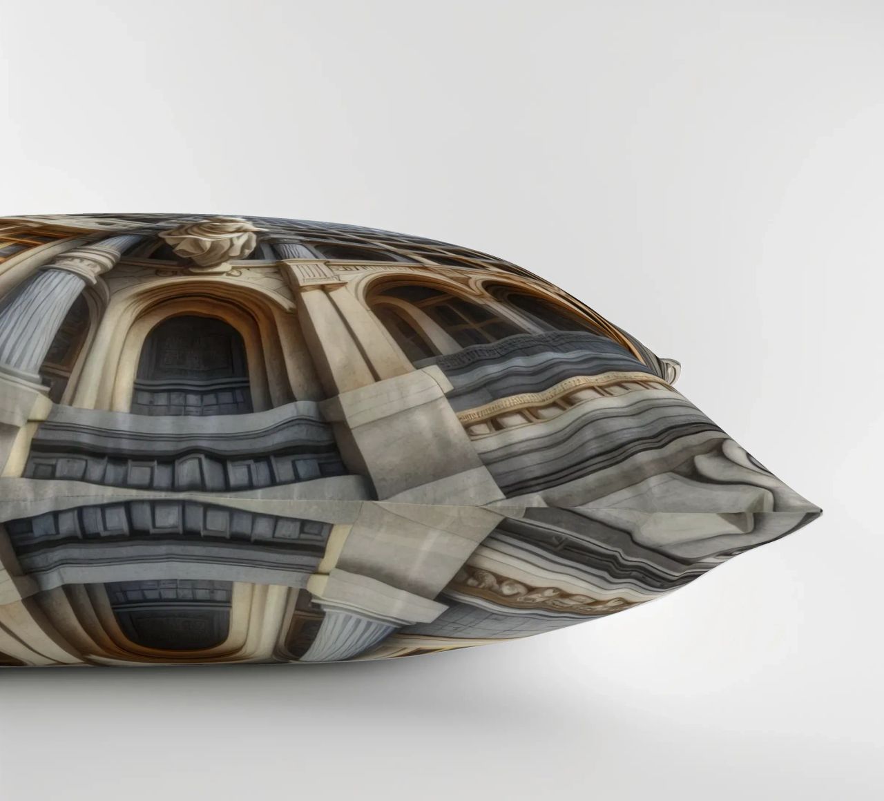 Sphere 061 - Surreal Circular Architecture With Statue cuscino da Spheres