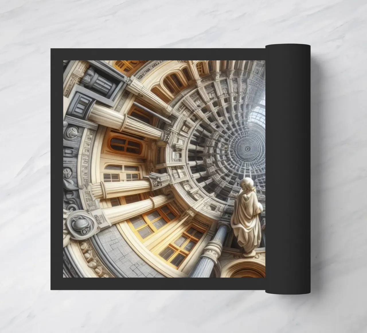 Sphere 061 - Surreal Circular Architecture With Statue Fußmatte von Spheres