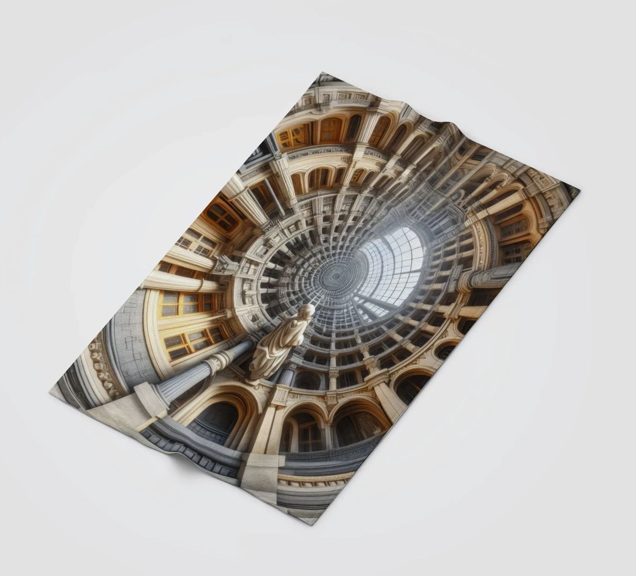 Sphere 061 - Surreal Circular Architecture With Statue fleece blanket by Spheres