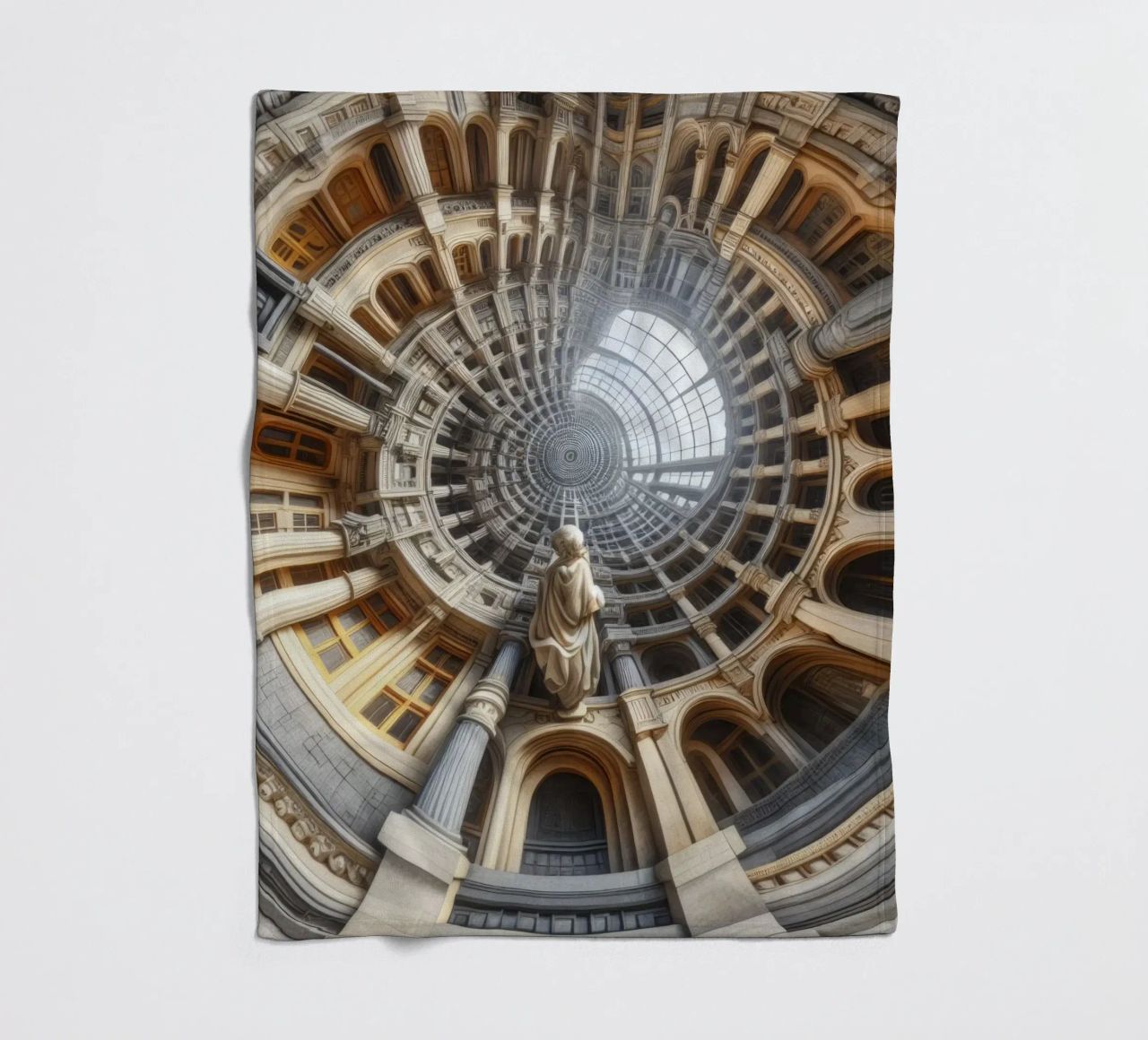 Sphere 061 - Surreal Circular Architecture With Statue fleece blanket by Spheres