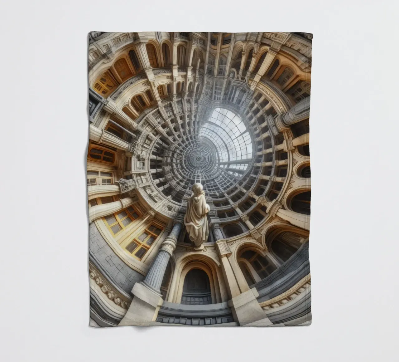 Sphere 061 - Surreal Circular Architecture With Statue plaid polaire de Spheres