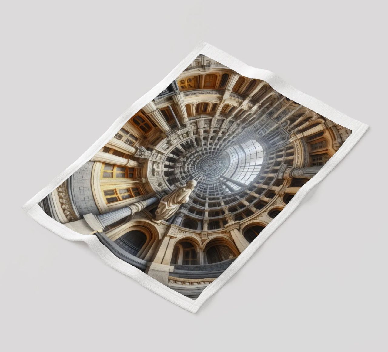 Sphere 061 - Surreal Circular Architecture With Statue fleece blanket by Spheres