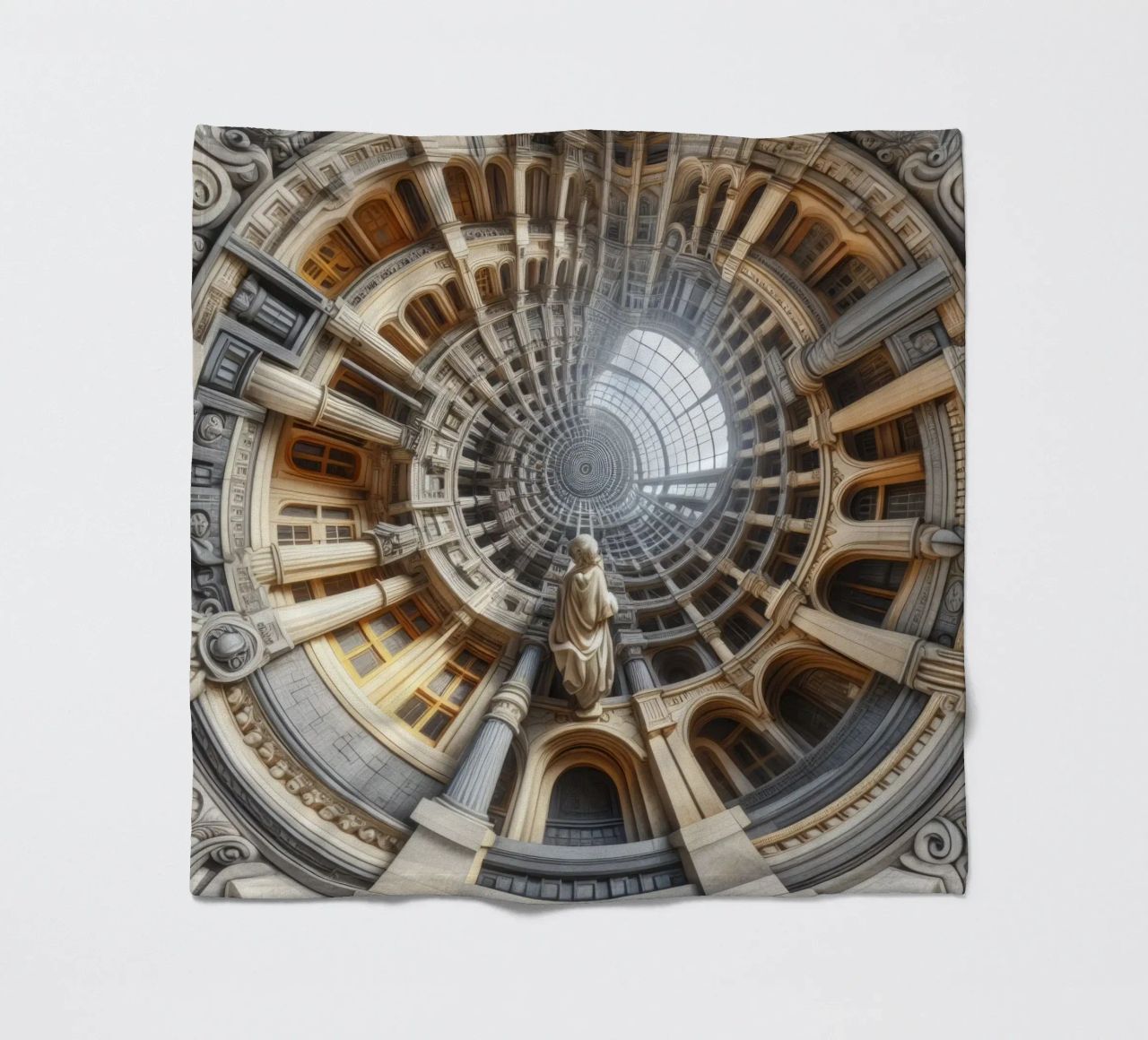 Sphere 061 - Surreal Circular Architecture With Statue fleece blanket by Spheres