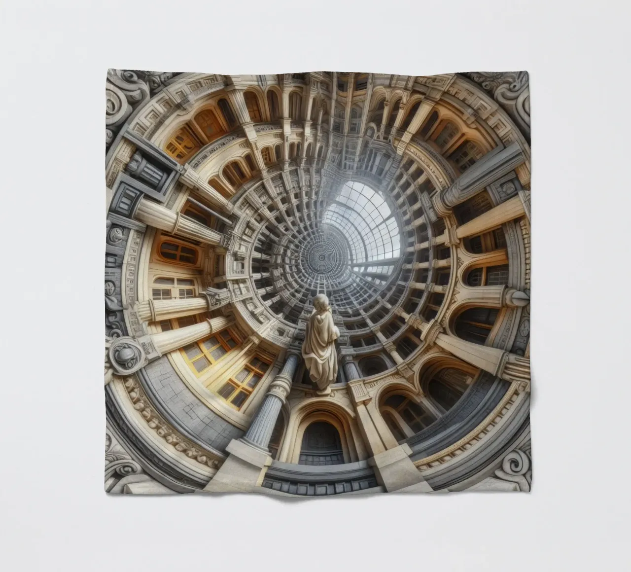 Sphere 061 - Surreal Circular Architecture With Statue coperta in pile da Spheres
