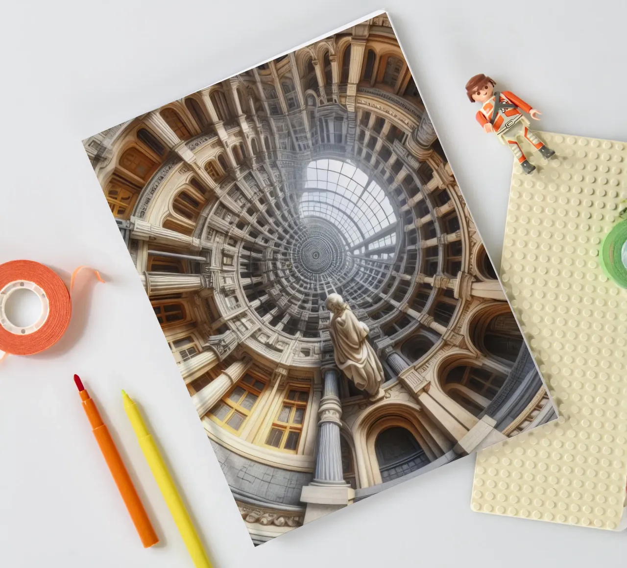 Sphere 061 - Surreal Circular Architecture With Statue notebook by Spheres