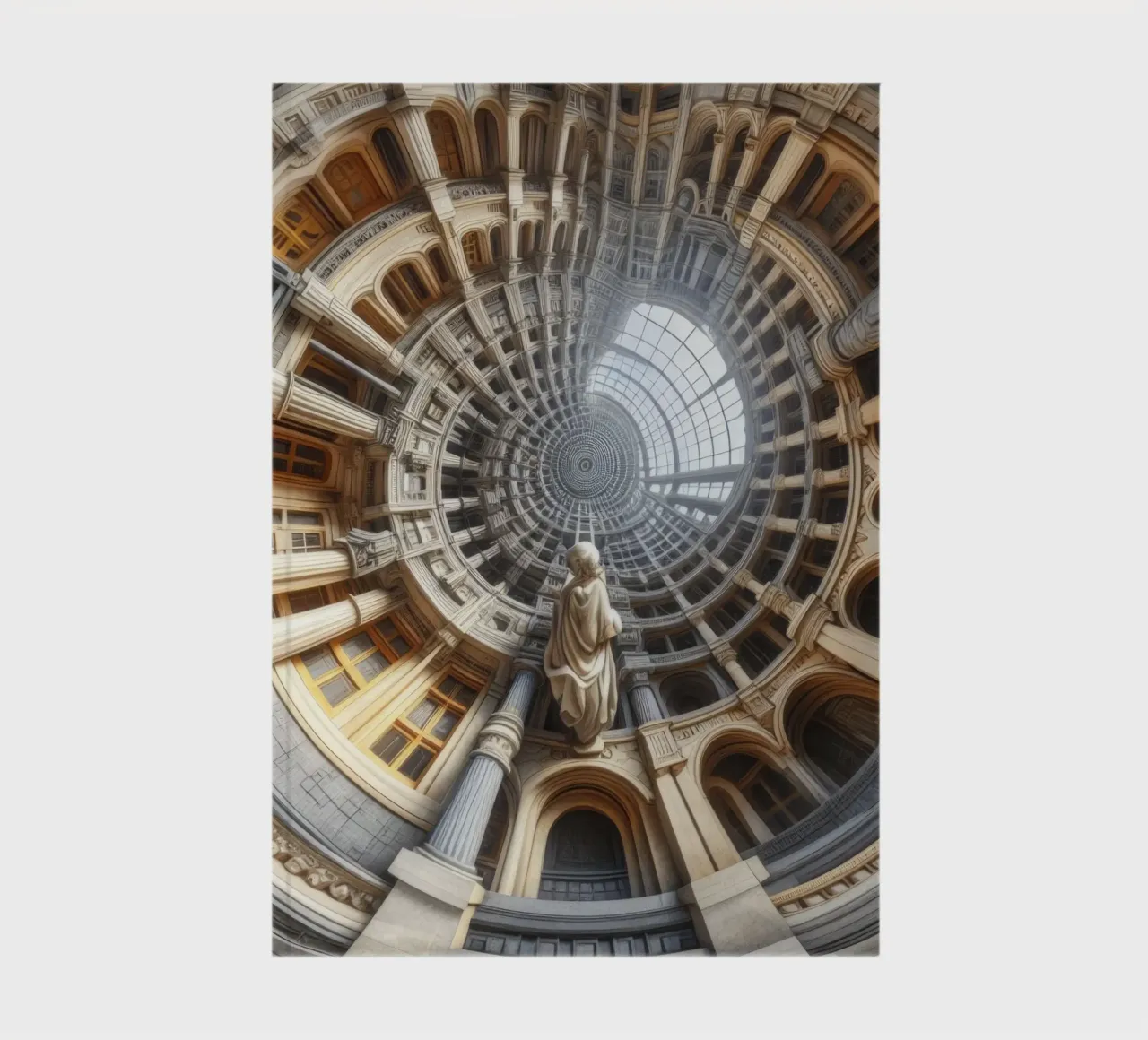 Sphere 061 - Surreal Circular Architecture With Statue cuaderno de Spheres