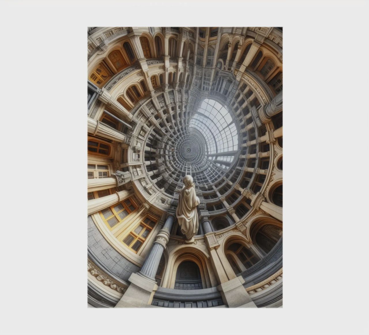 Sphere 061 - Surreal Circular Architecture With Statue notebook by Spheres
