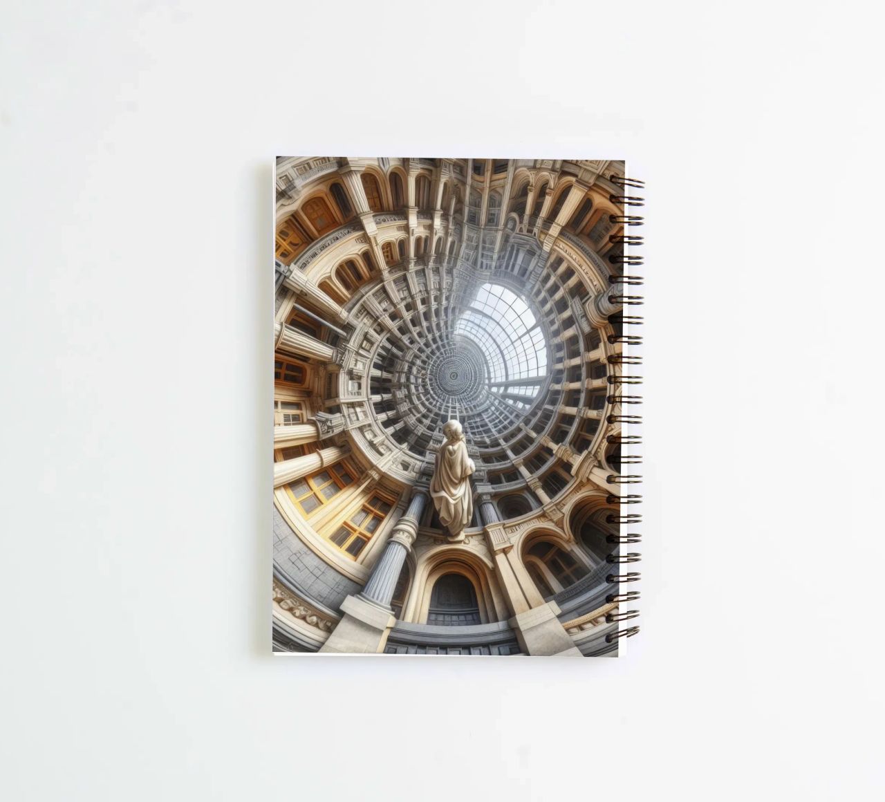 Sphere 061 - Surreal Circular Architecture With Statue spiral notebook by Spheres