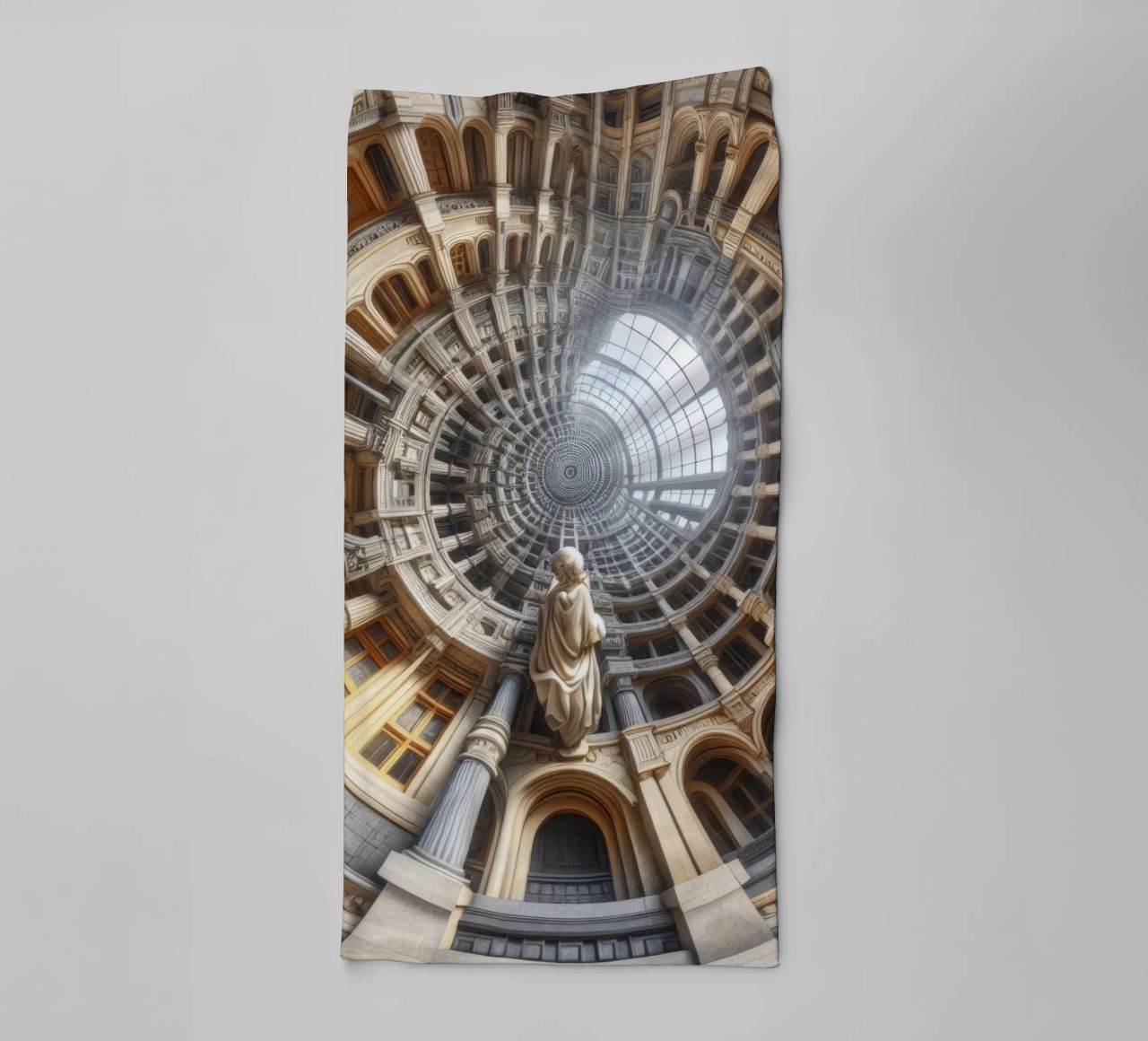 Sphere 061 - Surreal Circular Architecture With Statue towel by Spheres