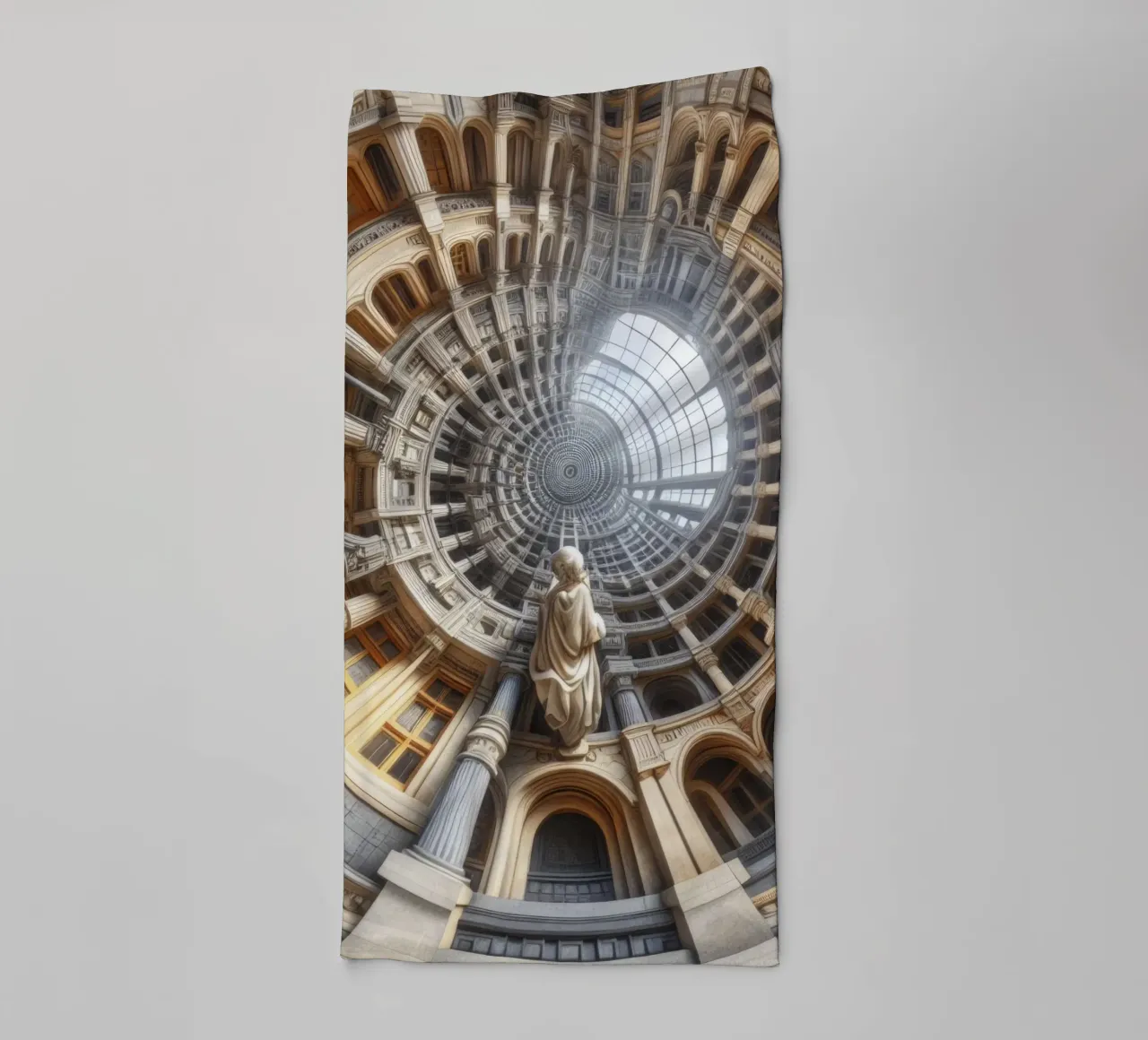 Sphere 061 - Surreal Circular Architecture With Statue Handtuch von Spheres
