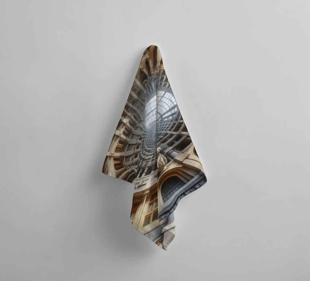Sphere 061 - Surreal Circular Architecture With Statue towel by Spheres