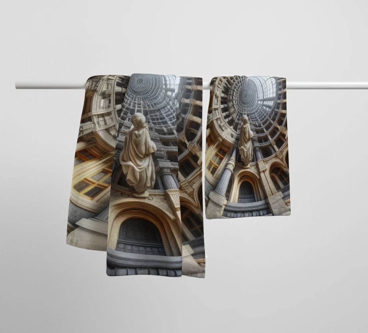 Sphere 061 - Surreal Circular Architecture With Statue towel by Spheres