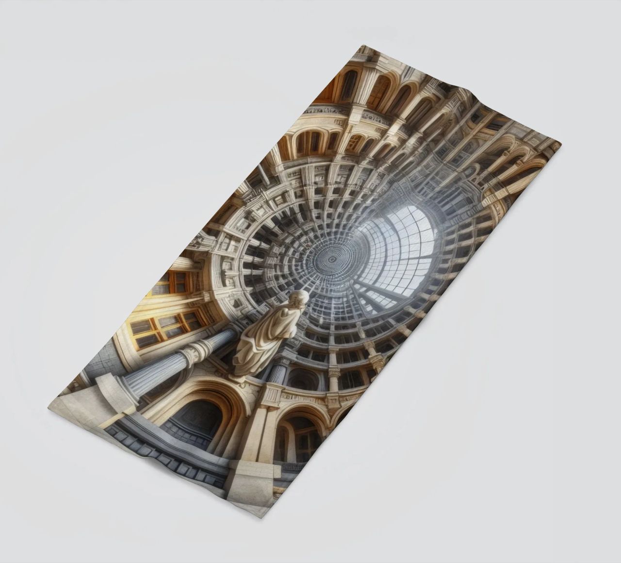 Sphere 061 - Surreal Circular Architecture With Statue beach towel by Spheres