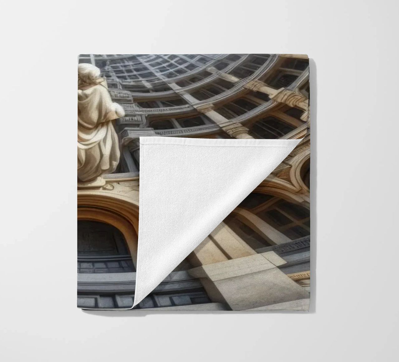 Sphere 061 - Surreal Circular Architecture With Statue beach towel by Spheres
