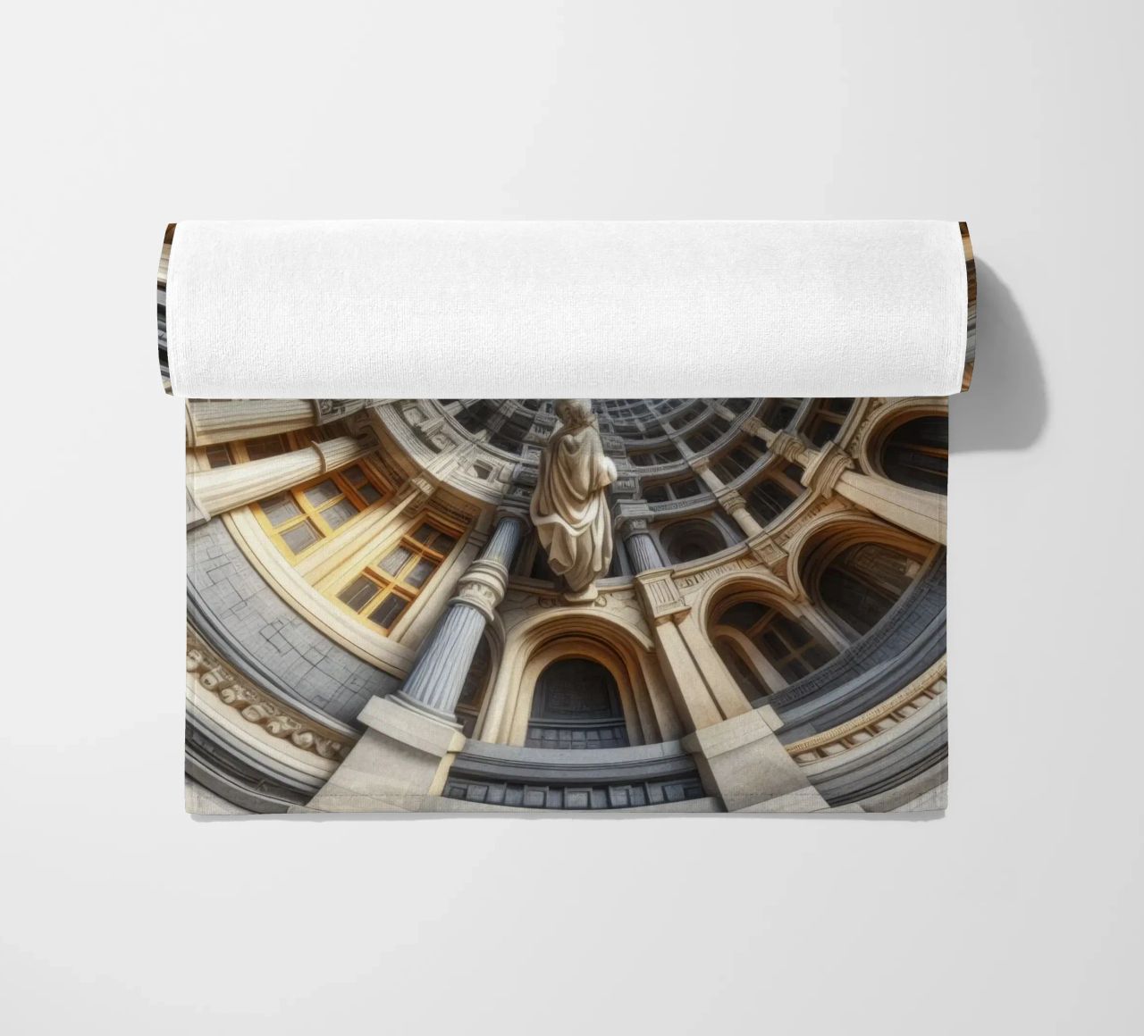 Sphere 061 - Surreal Circular Architecture With Statue beach towel by Spheres