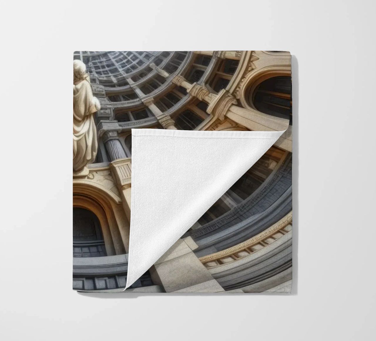 Sphere 061 - Surreal Circular Architecture With Statue beach towel by Spheres