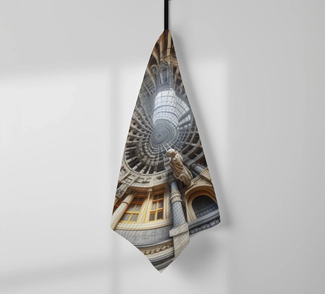 Sphere 061 - Surreal Circular Architecture With Statue tea towel by Spheres