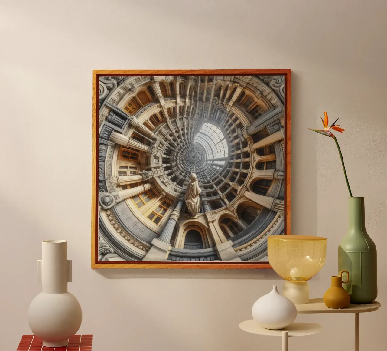 Sphere 061 - Surreal Circular Architecture With Statue Acryl-Glas von Spheres