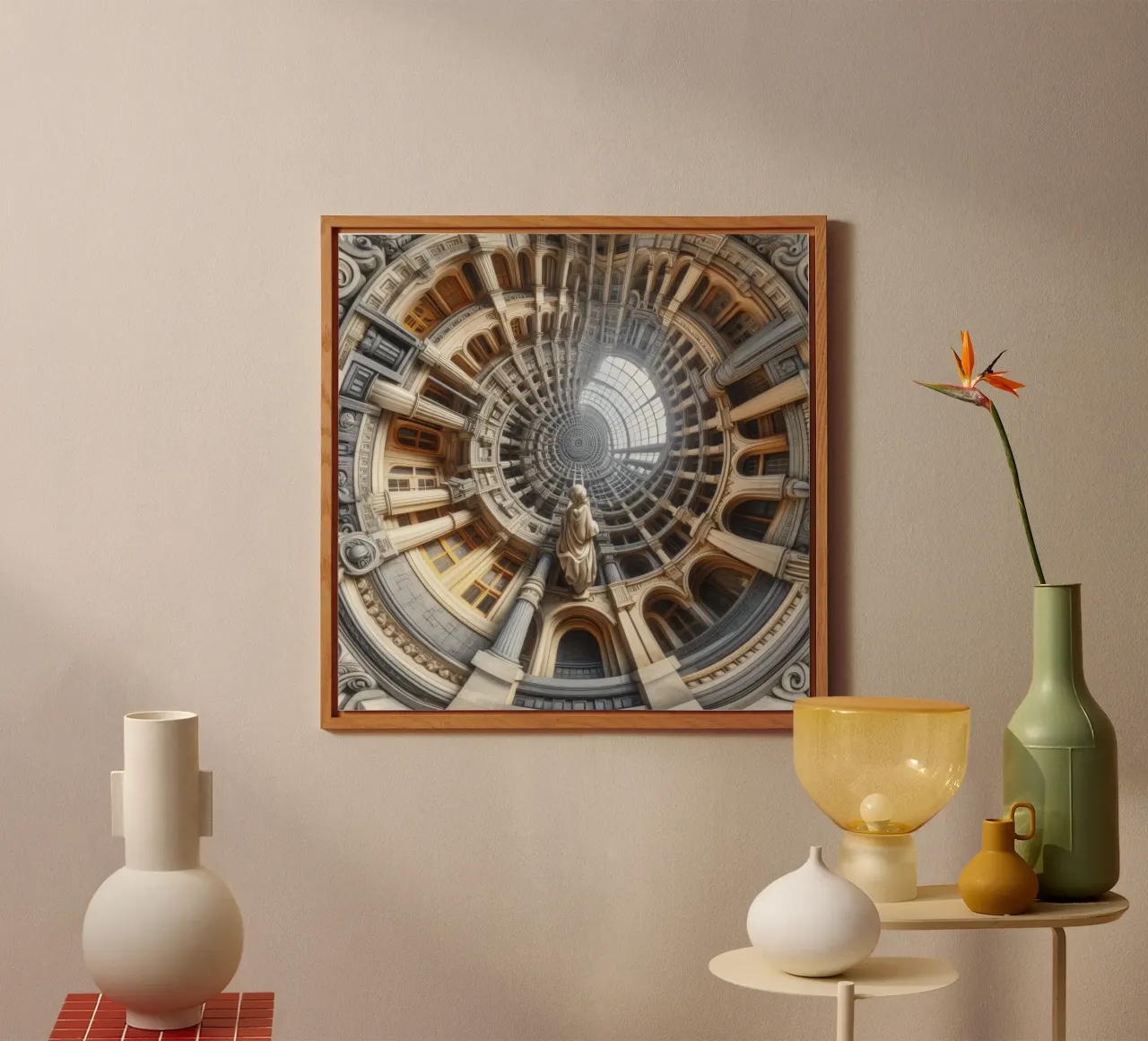 Sphere 061 - Surreal Circular Architecture With Statue alu dibond de Spheres