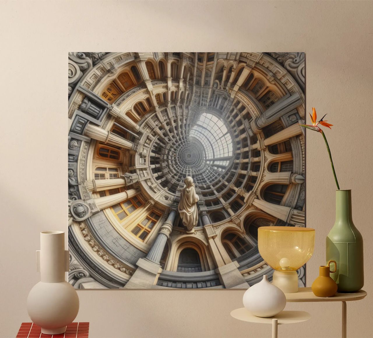 Sphere 061 - Surreal Circular Architecture With Statue poster by Spheres