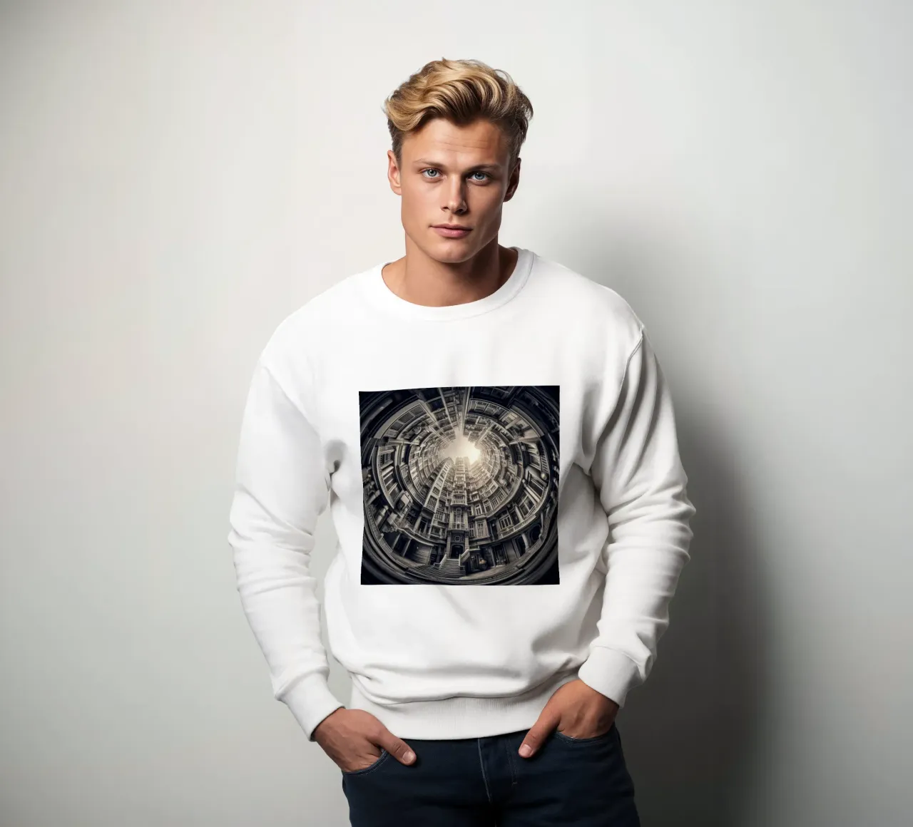 Sphere 062 - Surreal Monochrome Circular Architecture Sweatshirt von Spheres