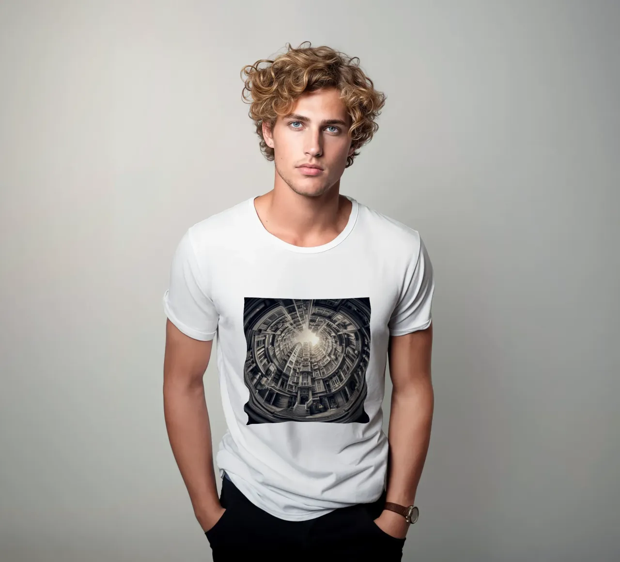 Sphere 062 - Surreal Monochrome Circular Architecture t-shirt da Spheres