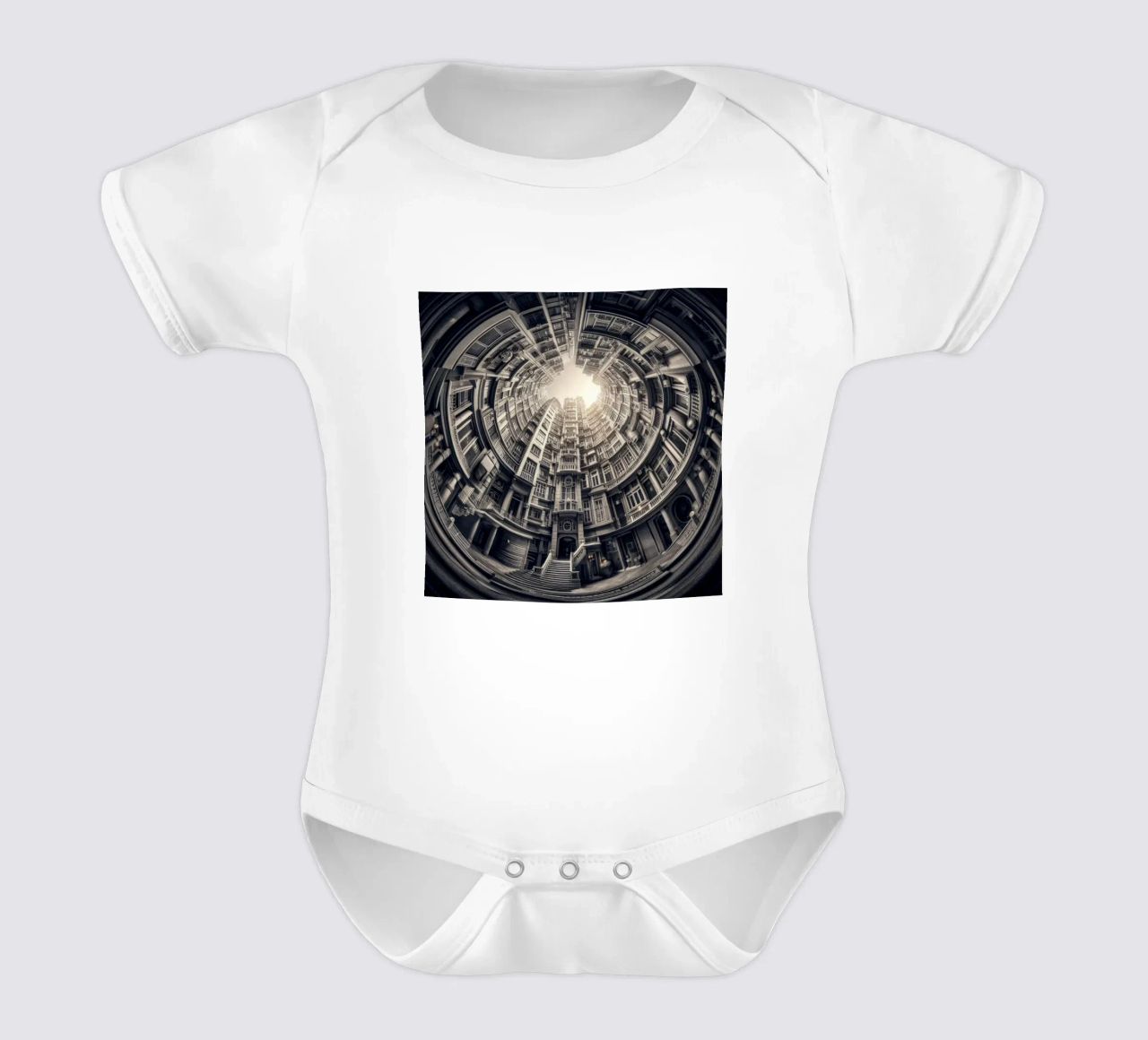 Sphere 062 - Surreal Monochrome Circular Architecture body neonato maniche corte da Spheres
