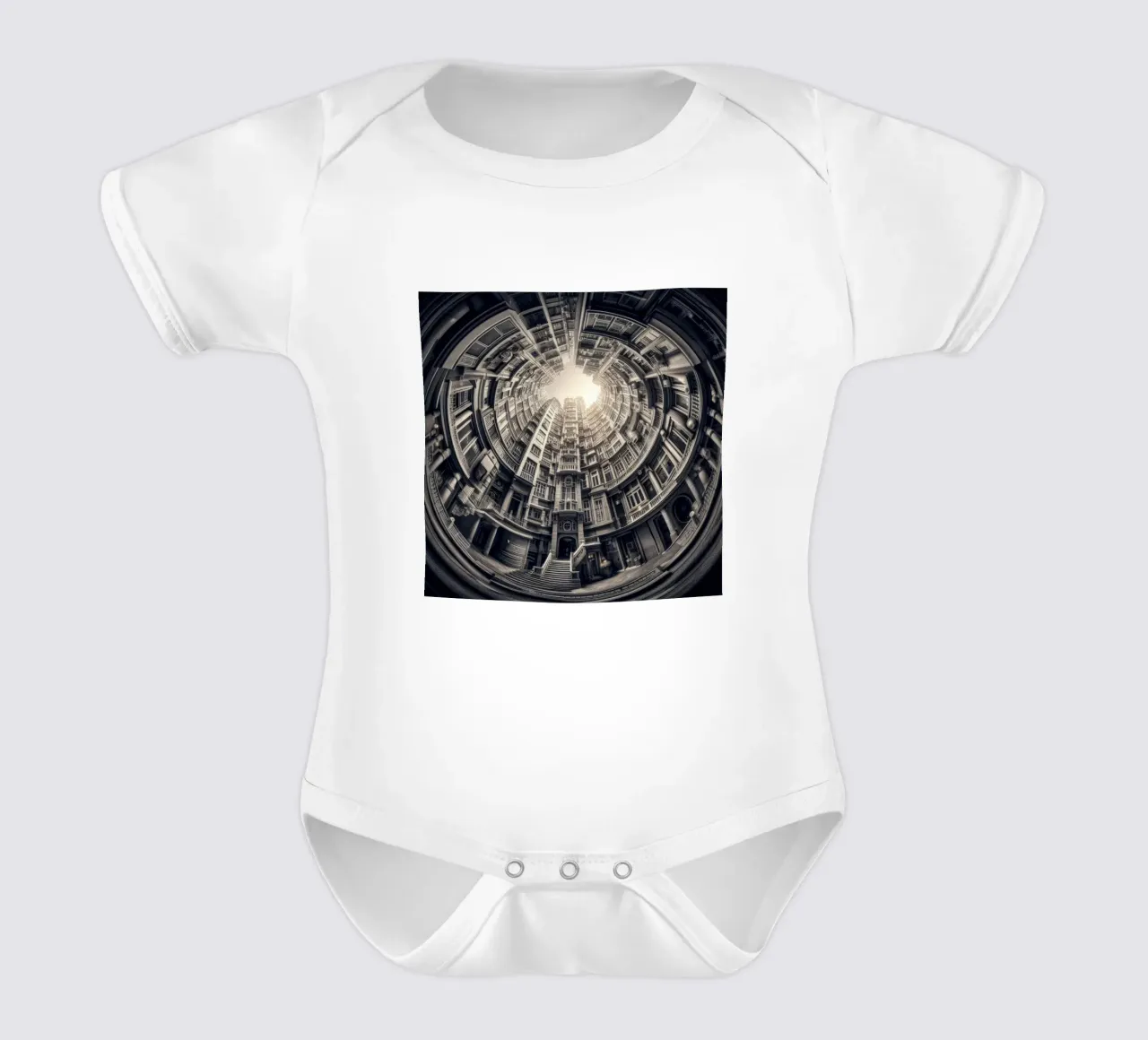Sphere 062 - Surreal Monochrome Circular Architecture Kurzarm Babybody von Spheres