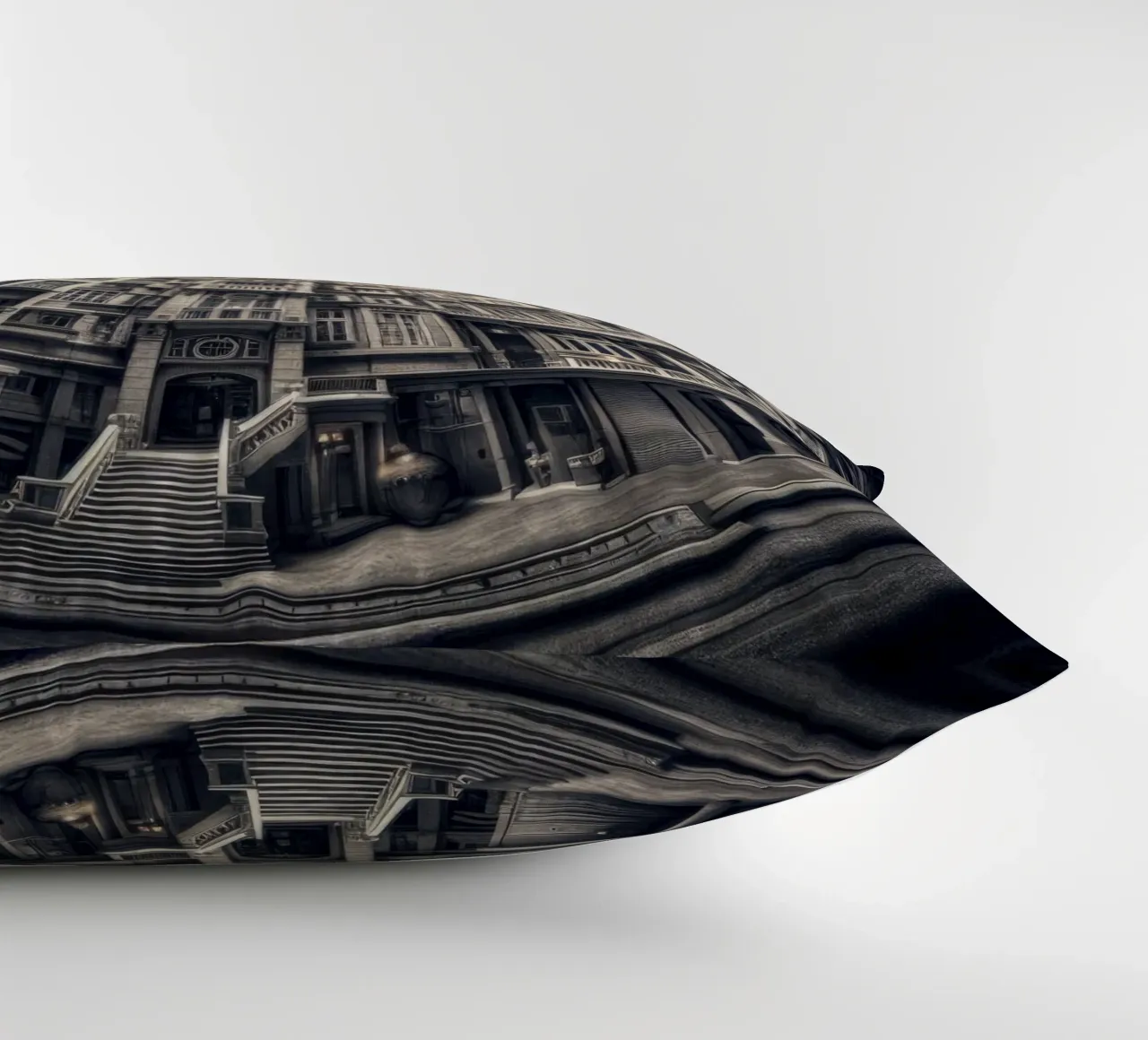 Sphere 062 - Surreal Monochrome Circular Architecture cuscino da Spheres